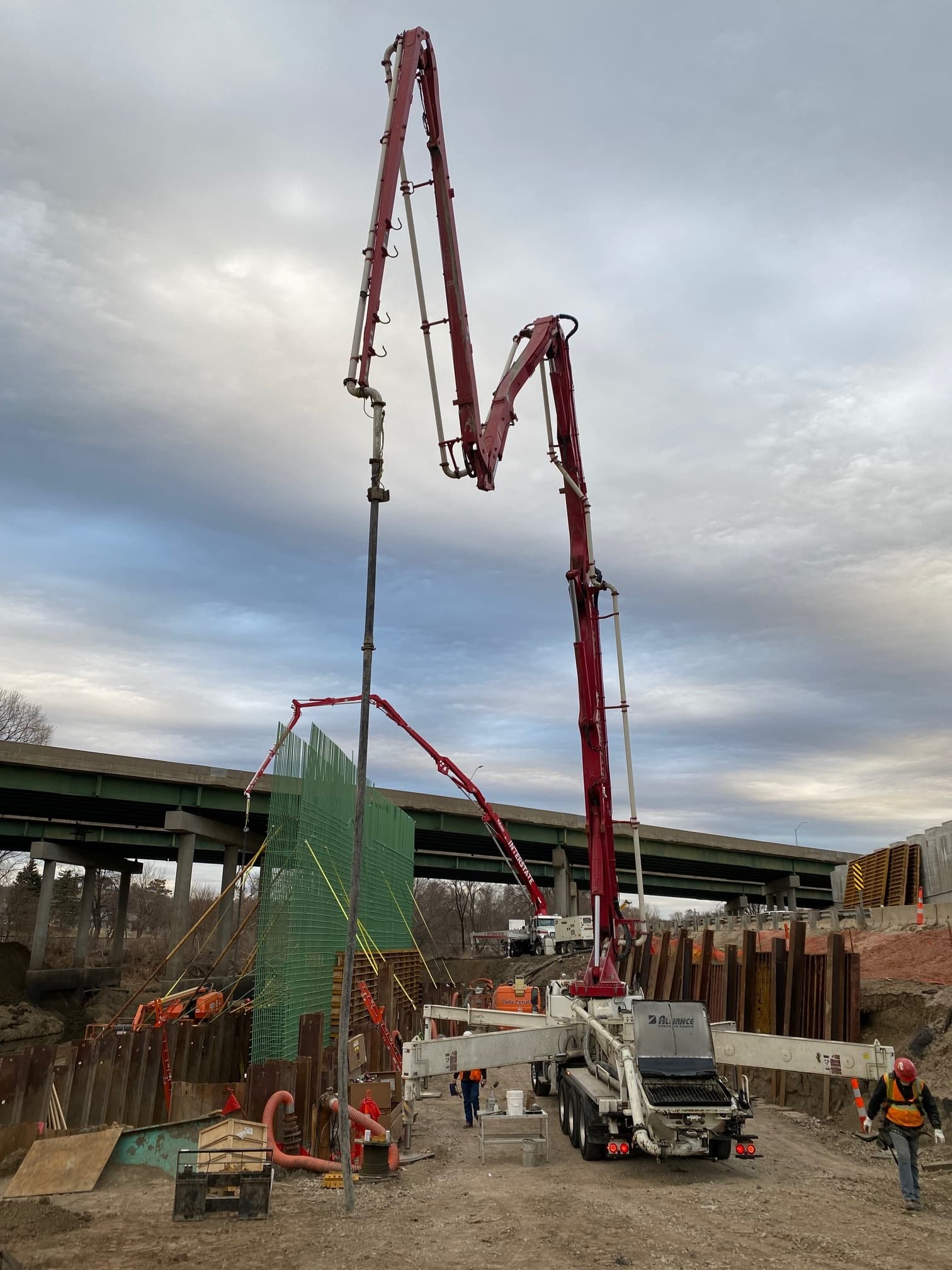 Concrete pumping in action.