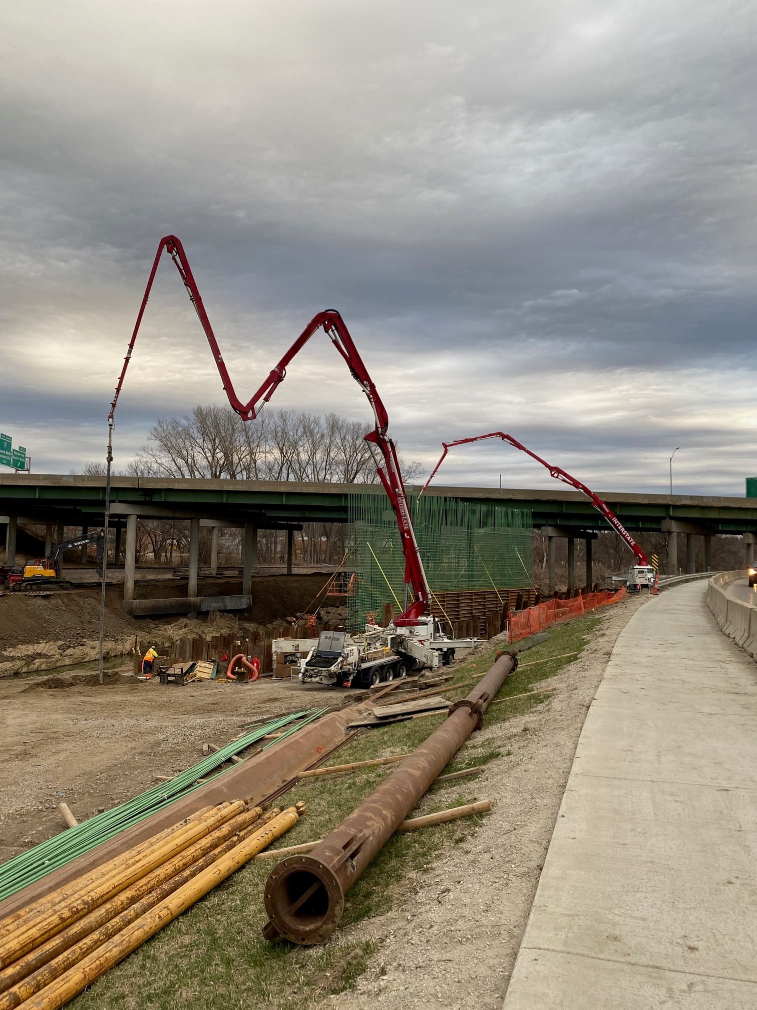 Concrete pumping in action.